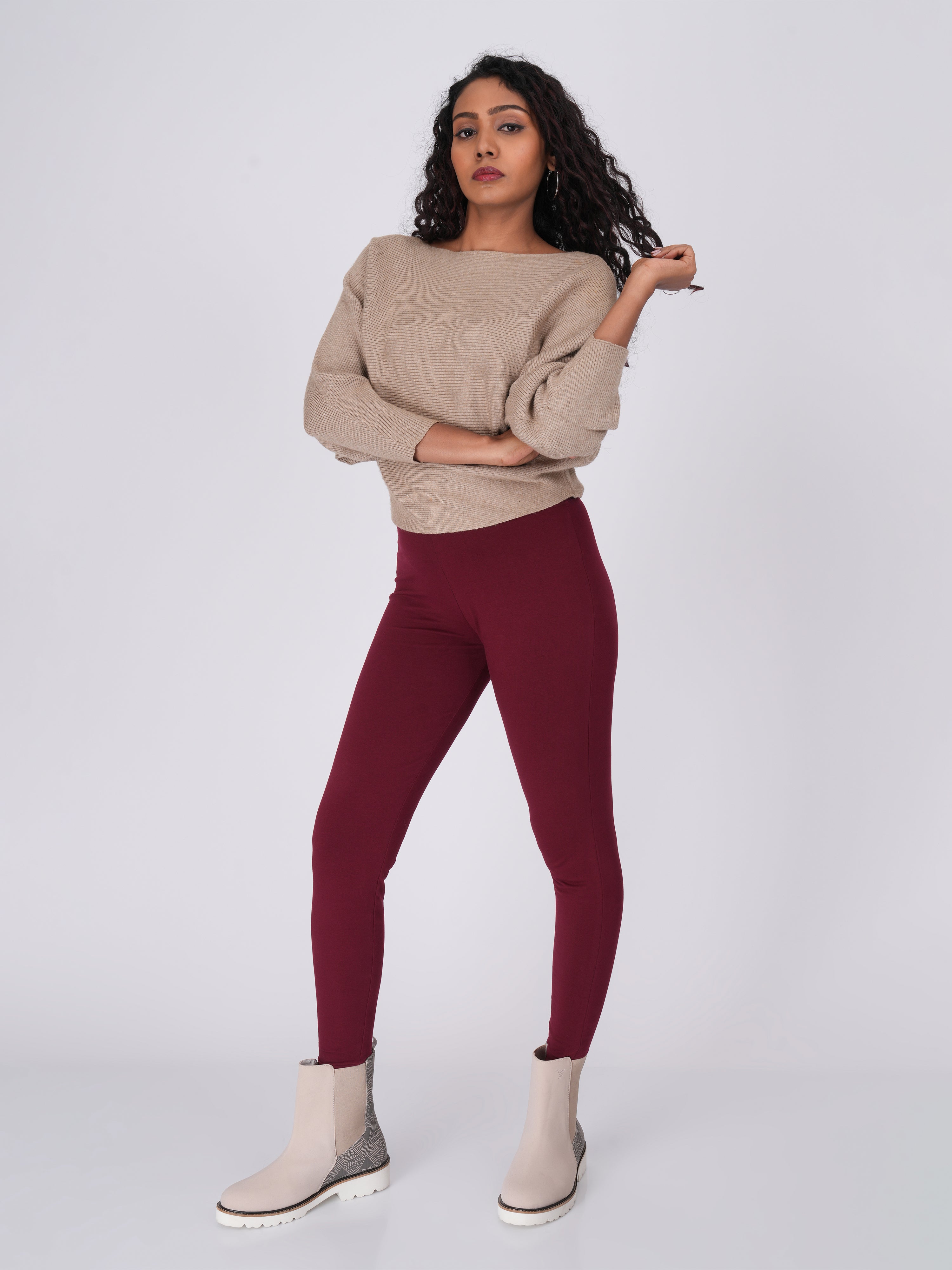 Flexifit Maroon Soho Leggings (Full Length Leggings)