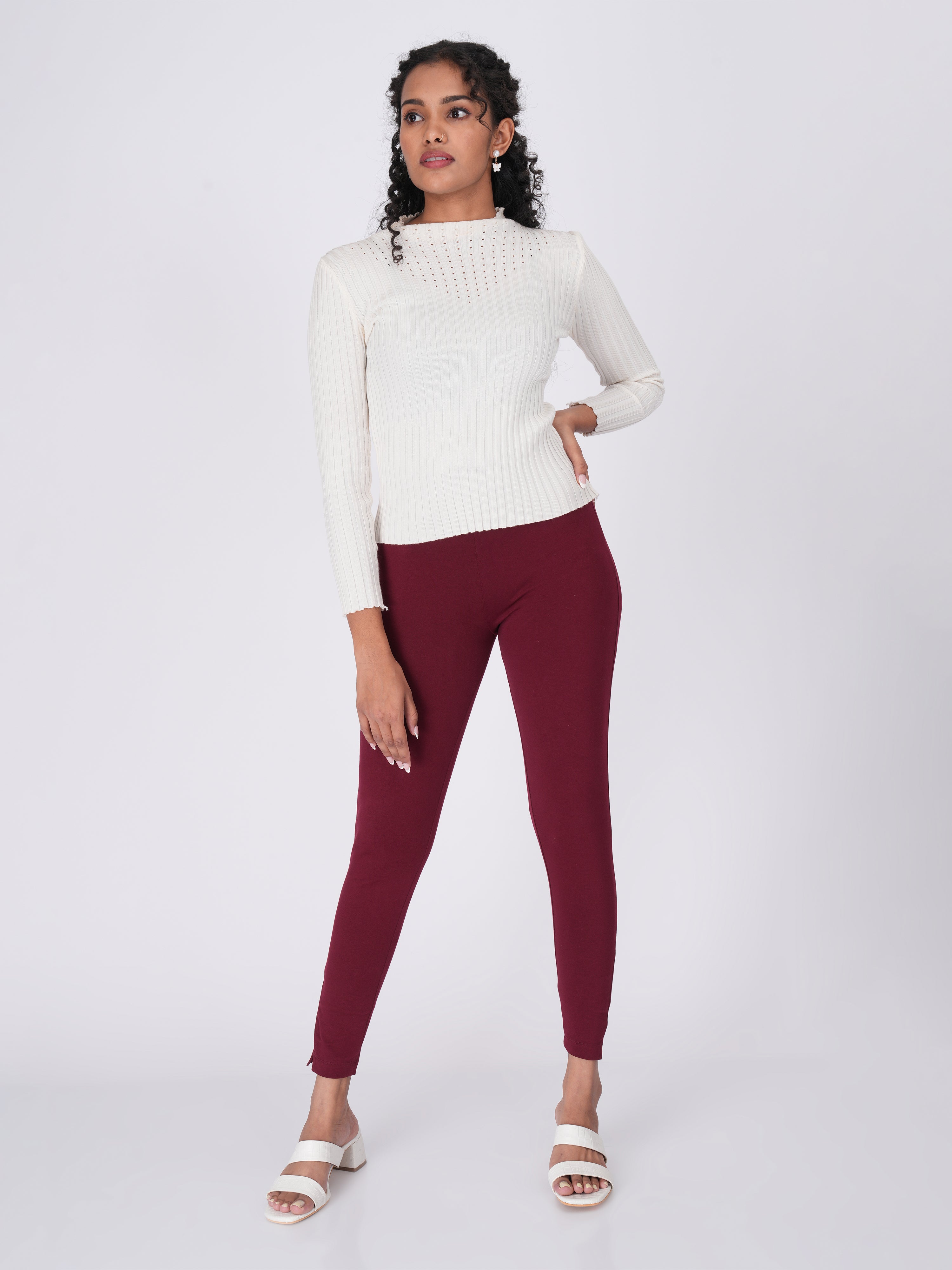 Movease 7/8 Maroon Leggings (Ankle Length Leggings)