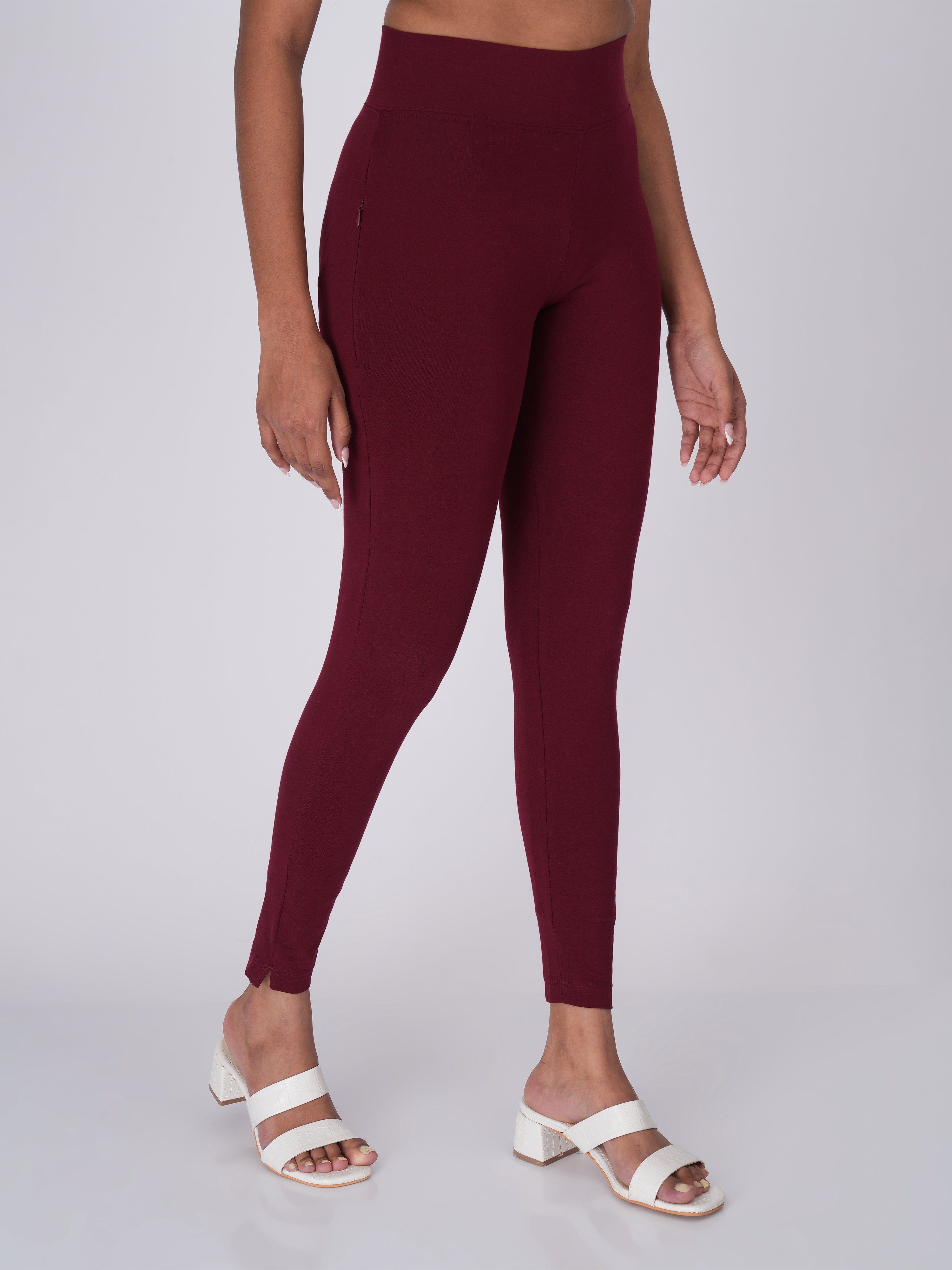 Movease 7/8 Maroon Leggings (Ankle Length Leggings)